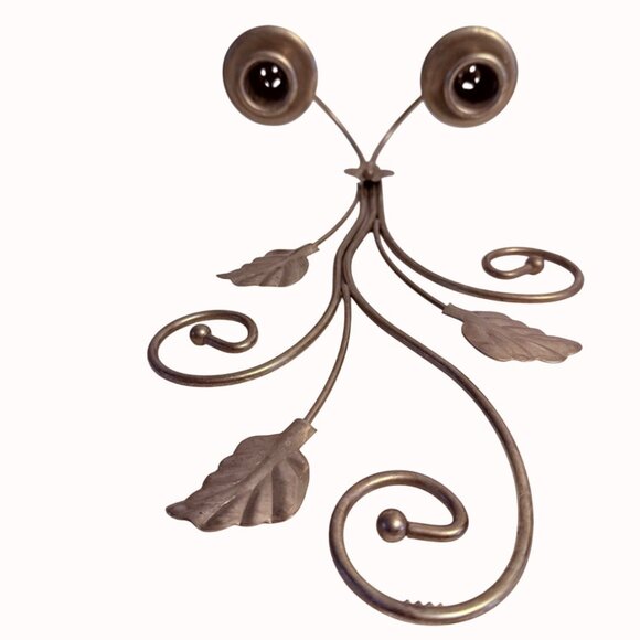 Regency Brass Taper Candle Sconce Decorative Romantic Wall Mounted Leaf Scroll - Picture 4 of 12